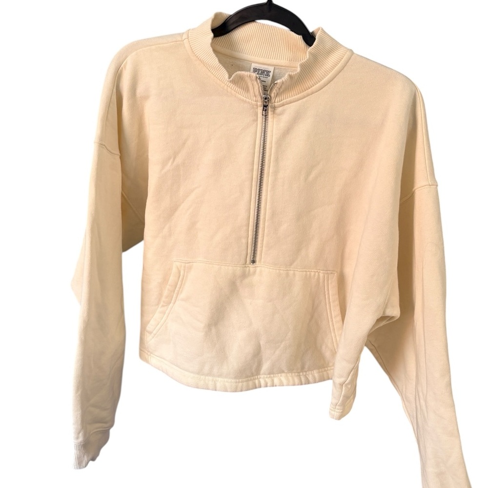 PINK Victoria's Secret Cream Half-Zip Sweatshirt